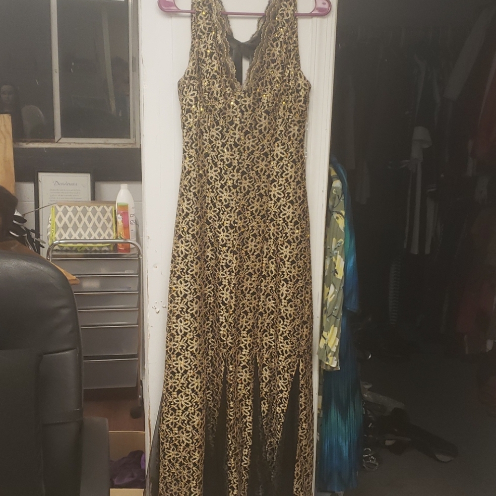 Long black and gold dress